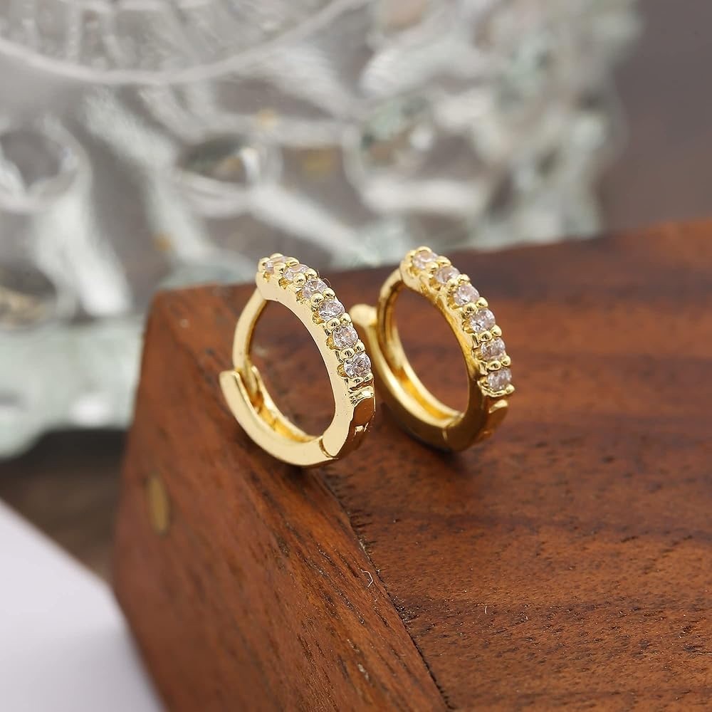 Small Gold Hoop Earrings With Stones